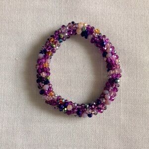 NWOT Free People Beaded Elastic Hair Band Tie for Ponytails Buns - Purple